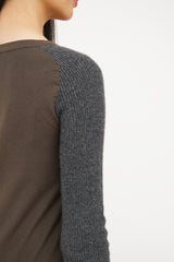 Brunello Cucinelli Green & Grey Knit Top