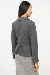 Brunello Cucinelli Grey Wool Long Sleeve Blazer