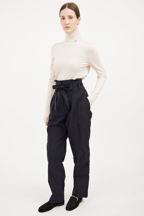 Black Paperbag Waist Pant