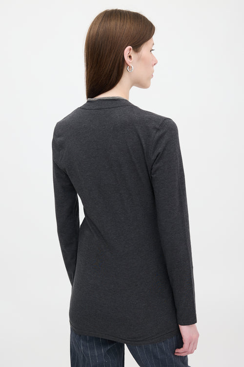 Brunello Cucinelli Jersey Monili Long Sleeve Top