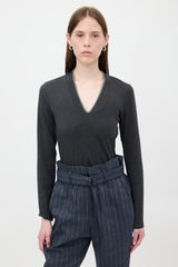Brunello Cucinelli Jersey Monili Long Sleeve Top