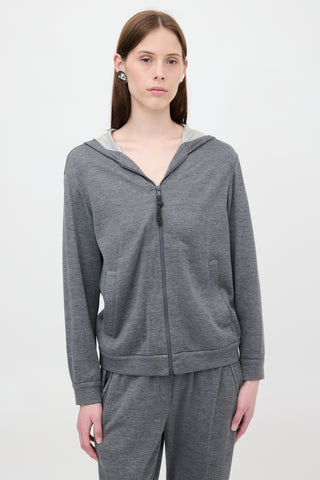 Brunello Cucinelli Jersey Zip Up Hoodie