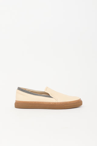 Brunello Cucinelli Leather Monili Slip On Sneaker