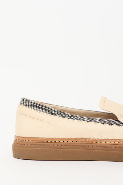 Brunello Cucinelli Leather Monili Slip On Sneaker