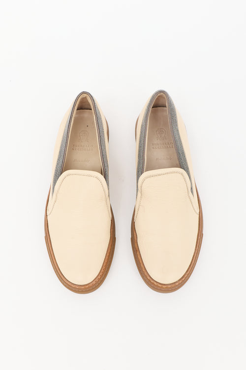 Brunello Cucinelli Leather Monili Slip On Sneaker