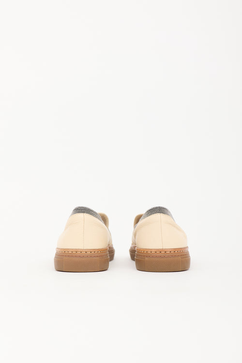 Brunello Cucinelli Leather Monili Slip On Sneaker