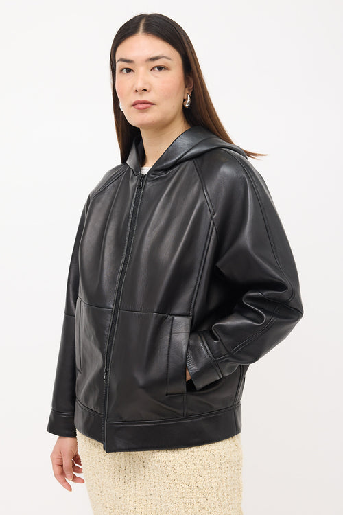 Brunello Cucinelli Leather Hooded Jacket