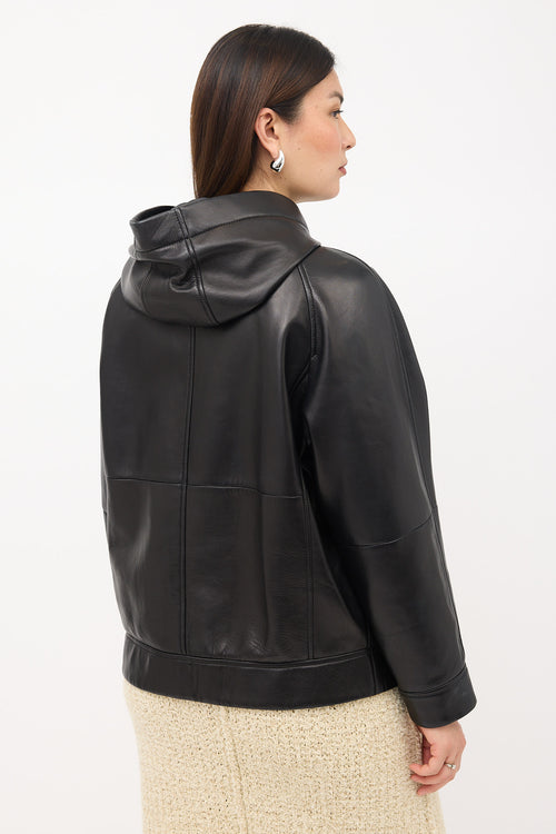 Brunello Cucinelli Leather Hooded Jacket