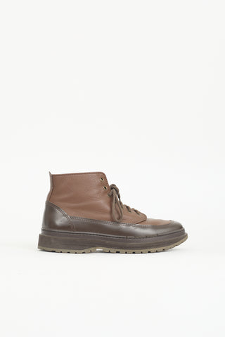 Brunello Cucinelli Leather Lace Up Boot