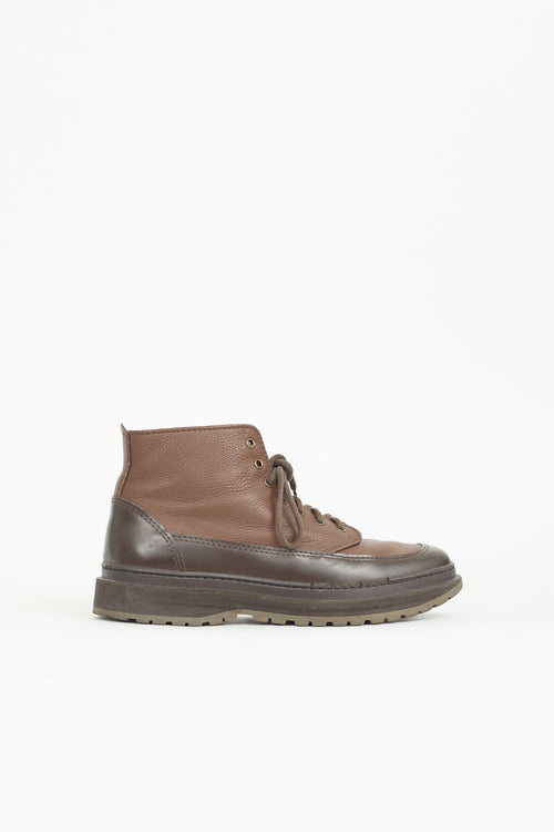 Brunello Cucinelli Leather Lace Up Boot