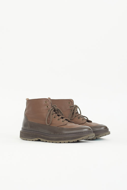 Brunello Cucinelli Leather Lace Up Boot