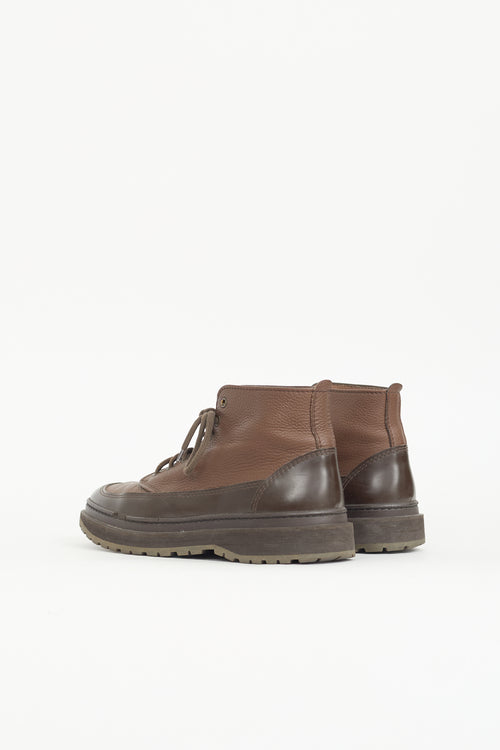 Brunello Cucinelli Leather Lace Up Boot