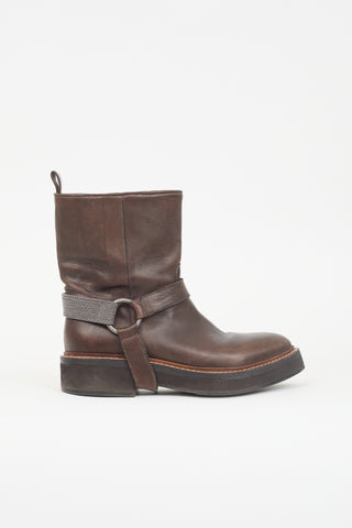 Brunello Cucinelli Leather Monili Harness Boot