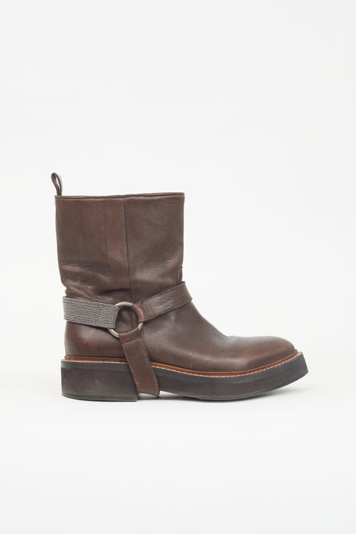 Brunello Cucinelli Leather Monili Harness Boot