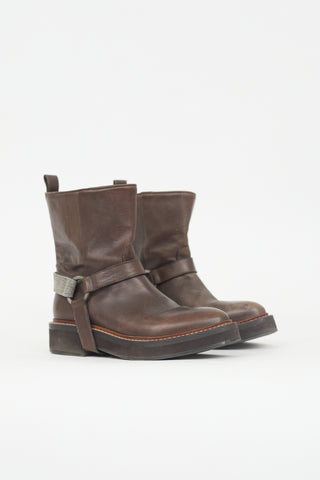 Brunello Cucinelli Leather Monili Harness Boot