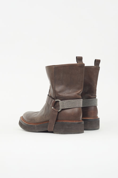 Brunello Cucinelli Leather Monili Harness Boot