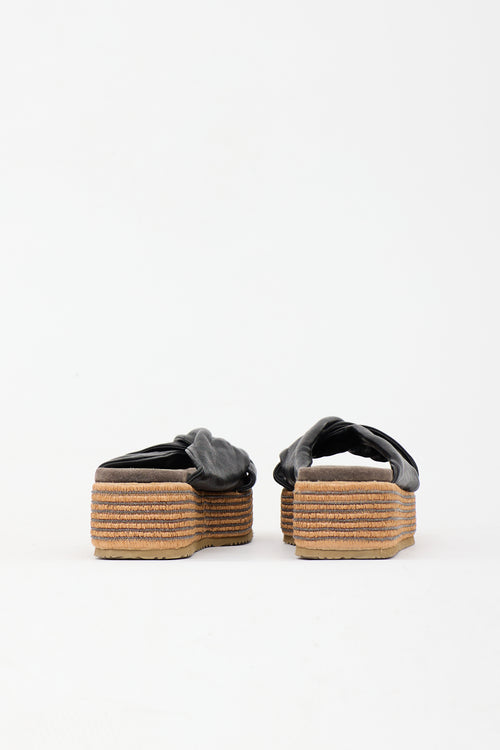 Brunello Cucinelli Leather Monili Platform Slide