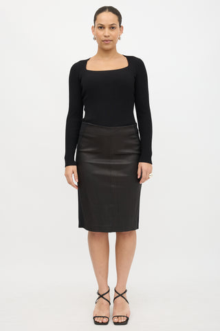 Brunello Cucinelli Leather Panel Pencil Skirt