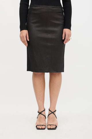 Brunello Cucinelli Leather Panel Pencil Skirt