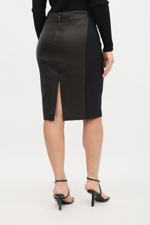 Brunello Cucinelli Leather Panel Pencil Skirt
