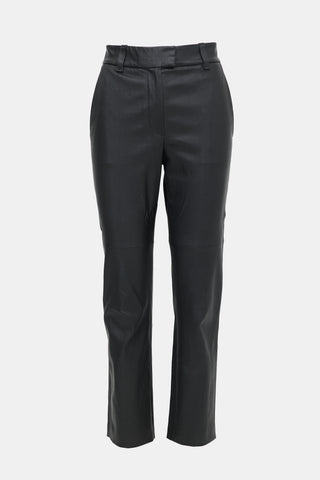 Brunello Cucinelli Leather Straight Leg Trouser