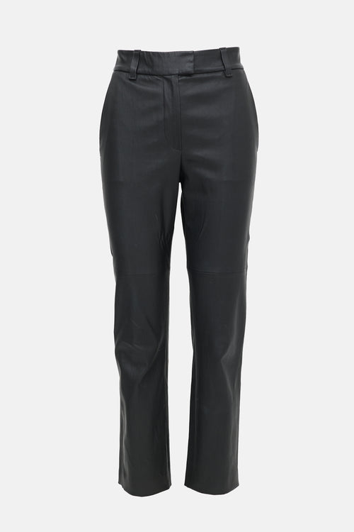 Brunello Cucinelli Leather Straight Leg Trouser