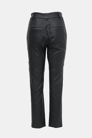 Brunello Cucinelli Leather Straight Leg Trouser