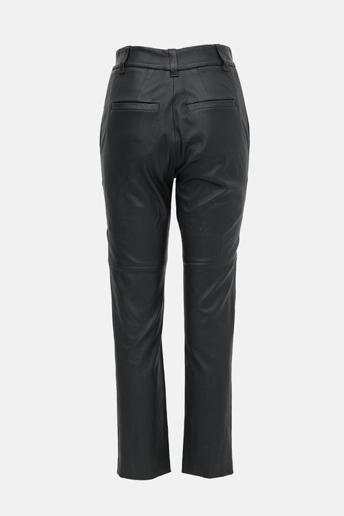 Brunello Cucinelli Leather Straight Leg Trouser