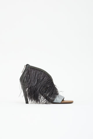 Brunello Cucinelli Leather & Feather Monili Sandal