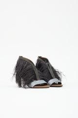 Brunello Cucinelli Leather & Feather Monili Sandal