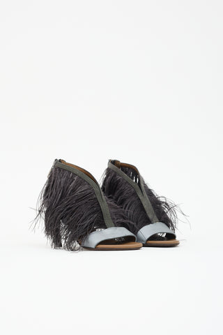 Brunello Cucinelli Leather & Feather Monili Sandal