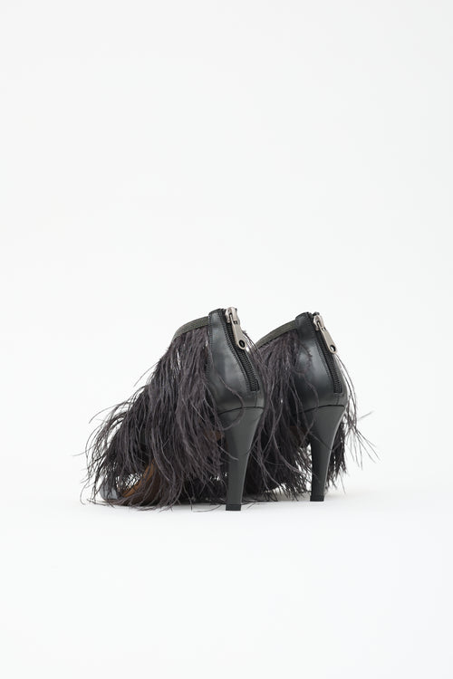Brunello Cucinelli Leather & Feather Monili Sandal