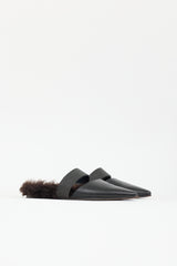 Brunello Cucinelli Leather & Fur Lined Mule