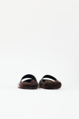 Brunello Cucinelli Leather & Fur Lined Mule