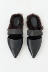 Brunello Cucinelli Leather & Fur Lined Mule