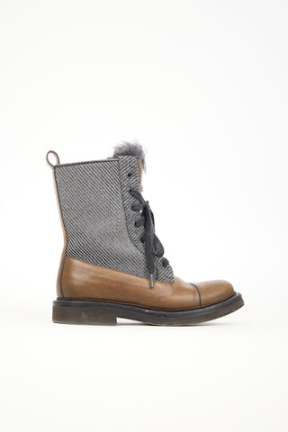 Brunello Cucinelli Leather & Fur Monili Boot