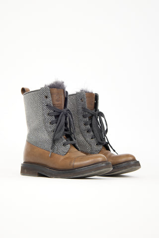 Brunello Cucinelli Leather & Fur Monili Boot
