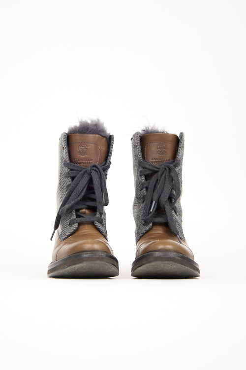 Brunello Cucinelli Leather & Fur Monili Boot