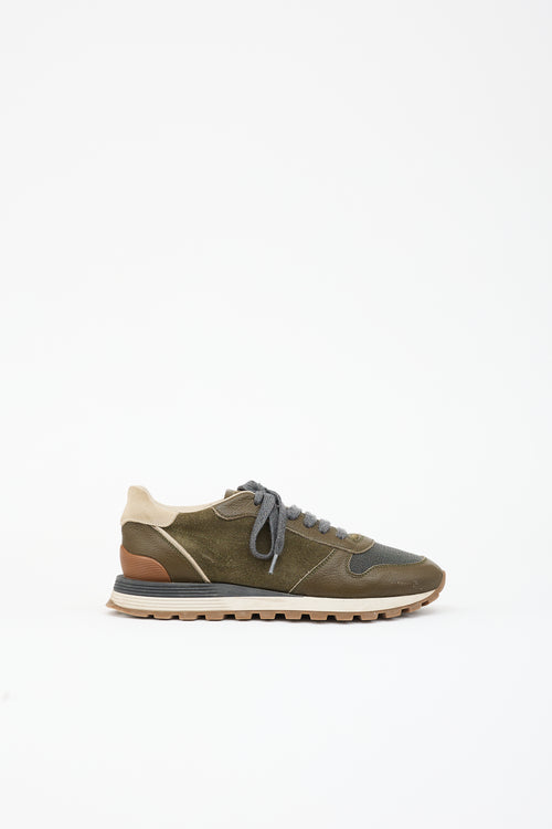 Brunello Cucinelli Leather & Suede Monili Sneaker