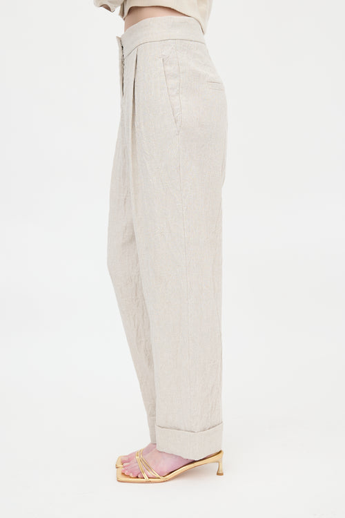 Brunello Cucinelli Linen Glen Check Trouser