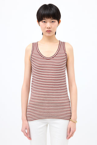 Brunello Cucinelli Linen Metallic Striped Tank Top