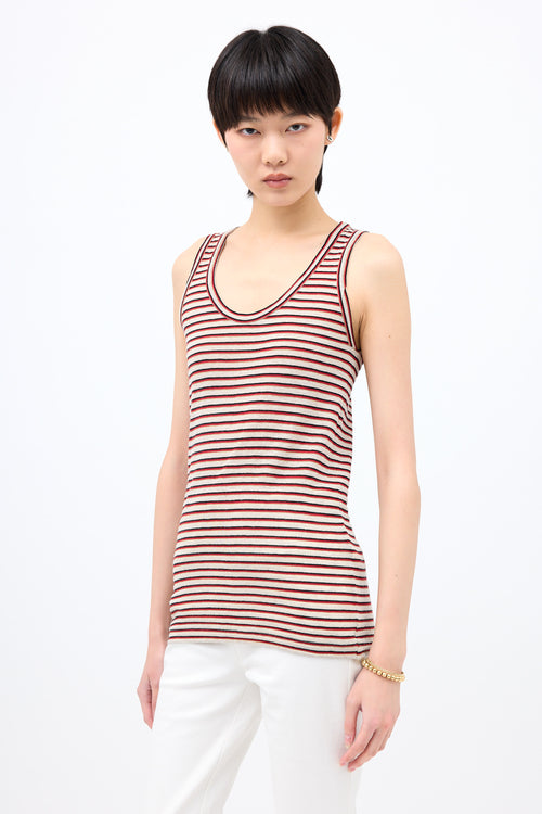 Brunello Cucinelli Linen Metallic Striped Tank Top