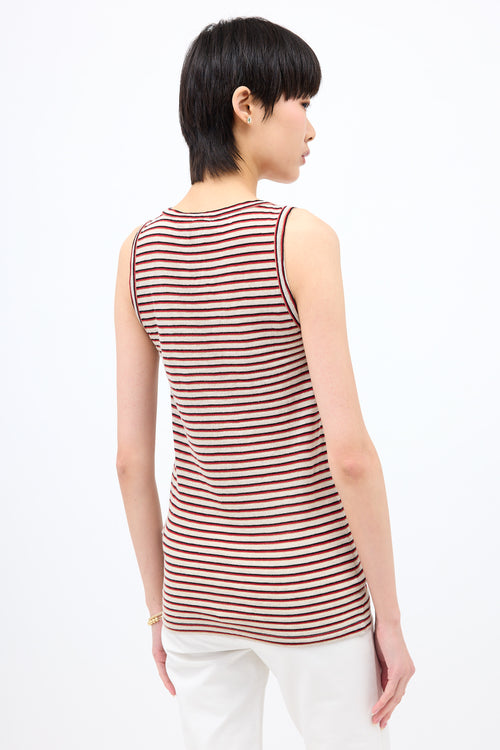 Brunello Cucinelli Linen Metallic Striped Tank Top