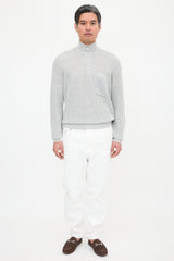 Brunello Cucinelli Linen Quarter Zip Sweater