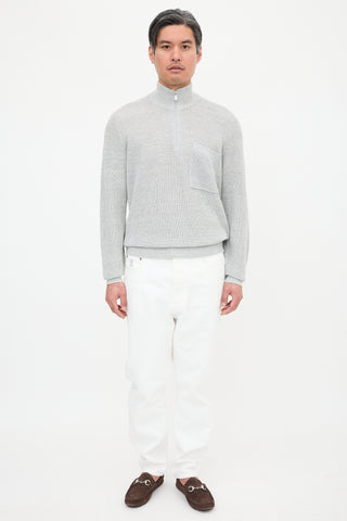 Brunello Cucinelli Linen Quarter Zip Sweater