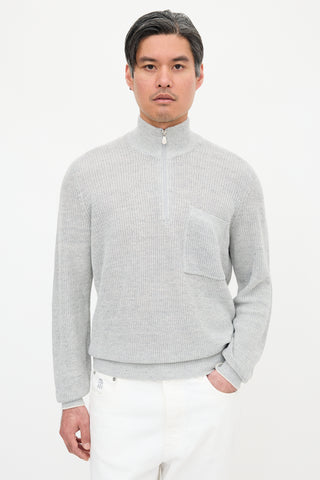 Brunello Cucinelli Linen Quarter Zip Sweater