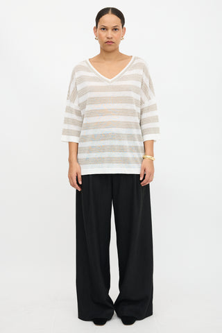 Brunello Cucinelli Linen Striped Oversized Sweater