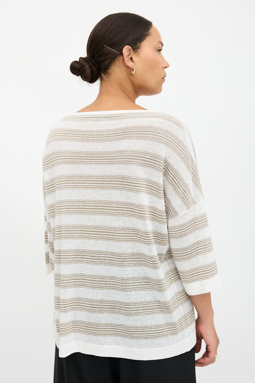 Brunello Cucinelli Linen Striped Oversized Sweater