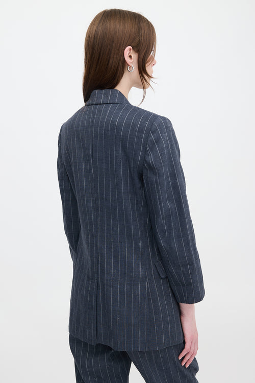 Brunello Cucinelli Linen & Wool Pinstripe Blazer
