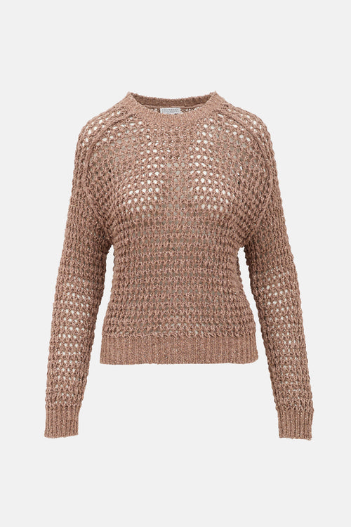 Brunello Cucinelli Mesh & Sequin Sweater